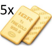 5x 1 Gram 99,99 % Gold Bullion (Sealed and Certified)
