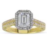 Swarovski CZ Solitaire Ring In 14K Yellow and White Gold