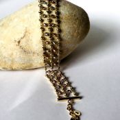Italian Dorica Beads Bracelet In 14K Tri Colour White Yellow and Rosegold. 8.3 In (21 cm)
