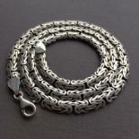 Mens Bali King Byzantine Chain Necklace 925 Sterling Silver. 60 Cm / 24 In