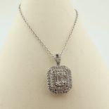 14 kt White gold Necklace with pendant. 0.56 ct Diamond