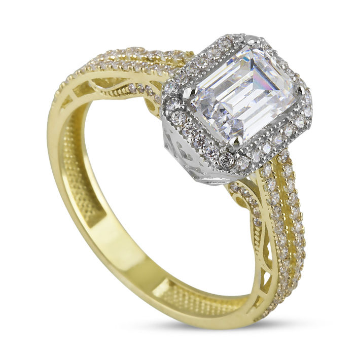 Swarovski CZ Solitaire Ring In 14K Yellow and White Gold - Image 2 of 3