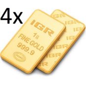 4x 1 Gram 99,99 % Gold Bullion (Sealed and Certified)