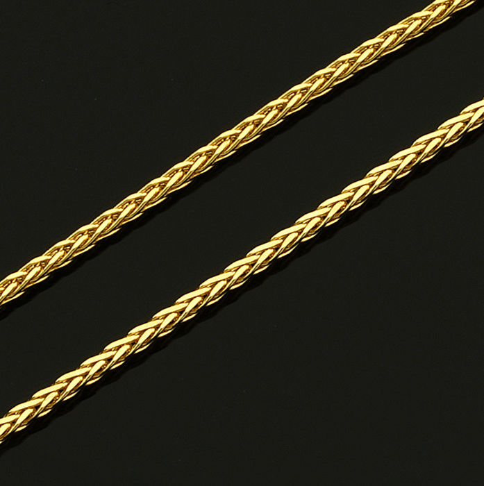 Wheat / Spiga Chain Necklace In 14K Yellow Gold. 17.7 In (45 cm) - Image 2 of 4