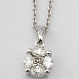 14 kt. White gold Necklace with pendant. 0.33 ct Diamond