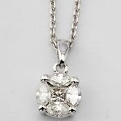 14 kt. White gold Necklace with pendant. 0.33 ct Diamond