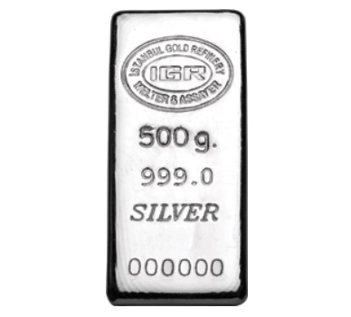 500 gr 99,9 % Silver Bullion (Certified)