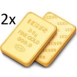 2x 2.5 Gram 99,99 % Gold Bullion (Sealed and Certified)