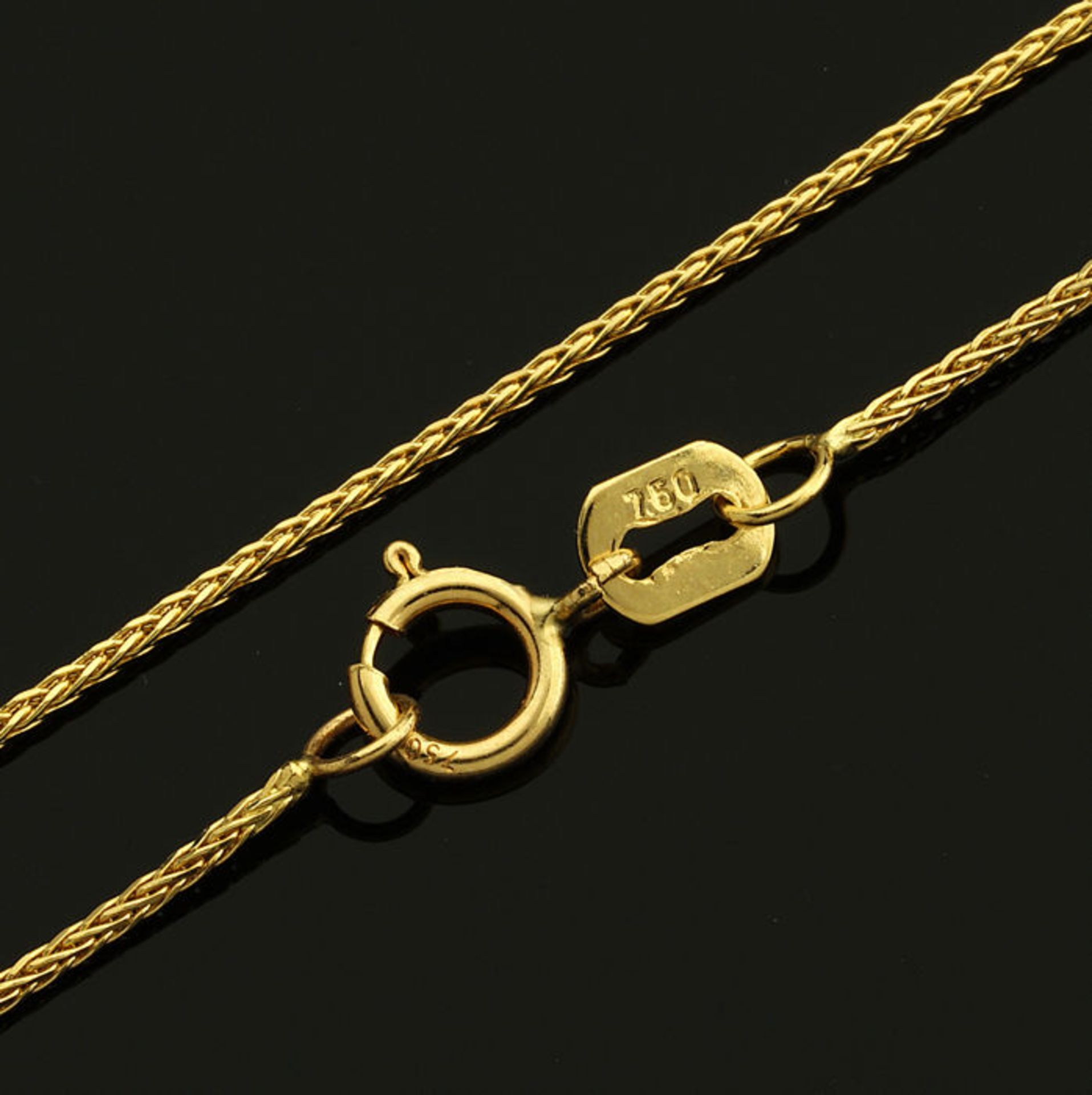 Wheat / Spiga Chain Necklace In 14K Yellow Gold. 17.7 In (45 cm) - Image 3 of 4