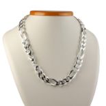 Mens Figaro Chain. Solid 925 Sterling Silver. 8mm. 70 GR. 26 inch - 70 cm