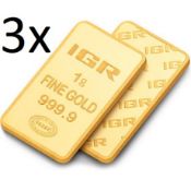 3x 1 Gram 99,99 % Gold Bullion (Sealed and Certified)