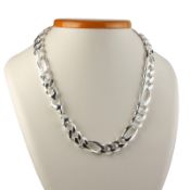 Mens Figaro Chain. Solid 925 Sterling Silver. 8mm. 65.5 GR.