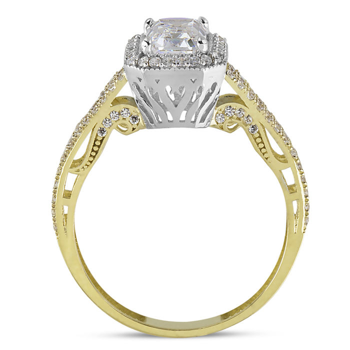 Swarovski CZ Solitaire Ring In 14K Yellow and White Gold - Image 3 of 3
