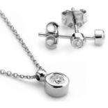 14K White Gold - Diamond Earring and Pendant set