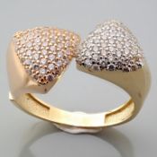 Italian Design Swarovski CZ Ring In 14K Tri Colour White Yellow and Rosegold