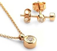 14K Rose Gold - Diamond Earring and Pendant set