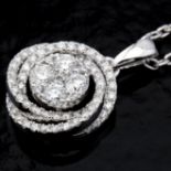 14 kt White gold Necklace with pendant. 0.29 ct Diamond