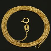 Wheat / Spiga Chain Necklace In 14K Yellow Gold. 17.7 In (45 cm)