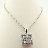 14 kt White gold Necklace with pendant. 0.50 ct Diamond