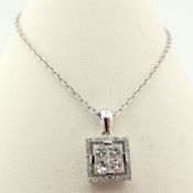 14 kt White gold Necklace with pendant. 0.50 ct Diamond