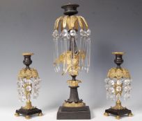 Early C 19th three piece garniture lustres