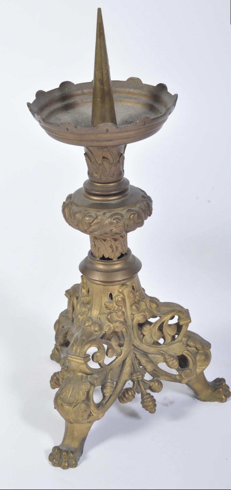 A,pair of large cast brass altar sticks - Image 2 of 5