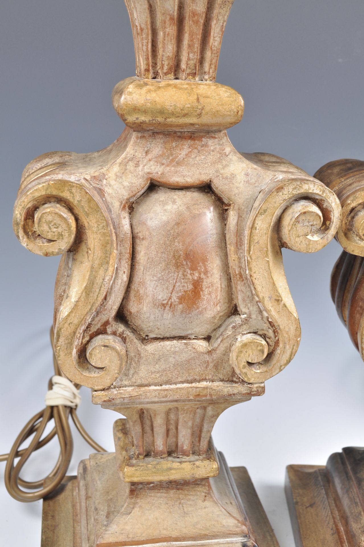 Pair of Italian carved polychrome lamps - Image 5 of 5