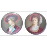 Pair of French portrait plates wall chargers