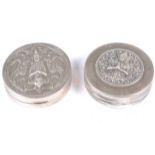 Two Thai silver compacts
