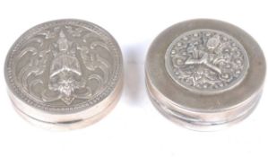 Two Thai silver compacts