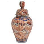A large C18th Imari hexagonal large lidded vase