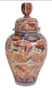 A large C18th Imari hexagonal large lidded vase