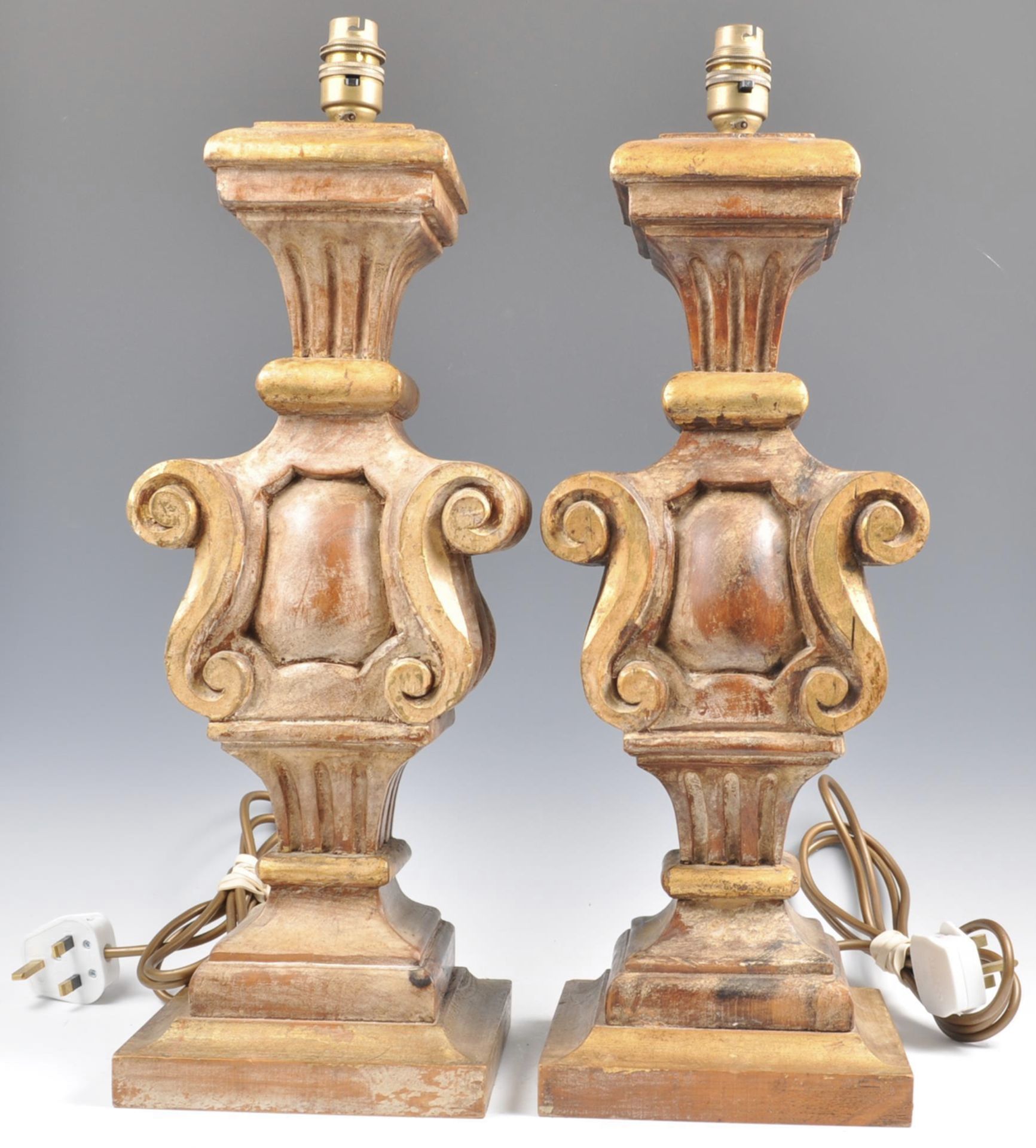 Pair of Italian carved polychrome lamps - Image 2 of 5