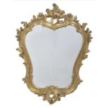 C18th giltwood cartouche mirror