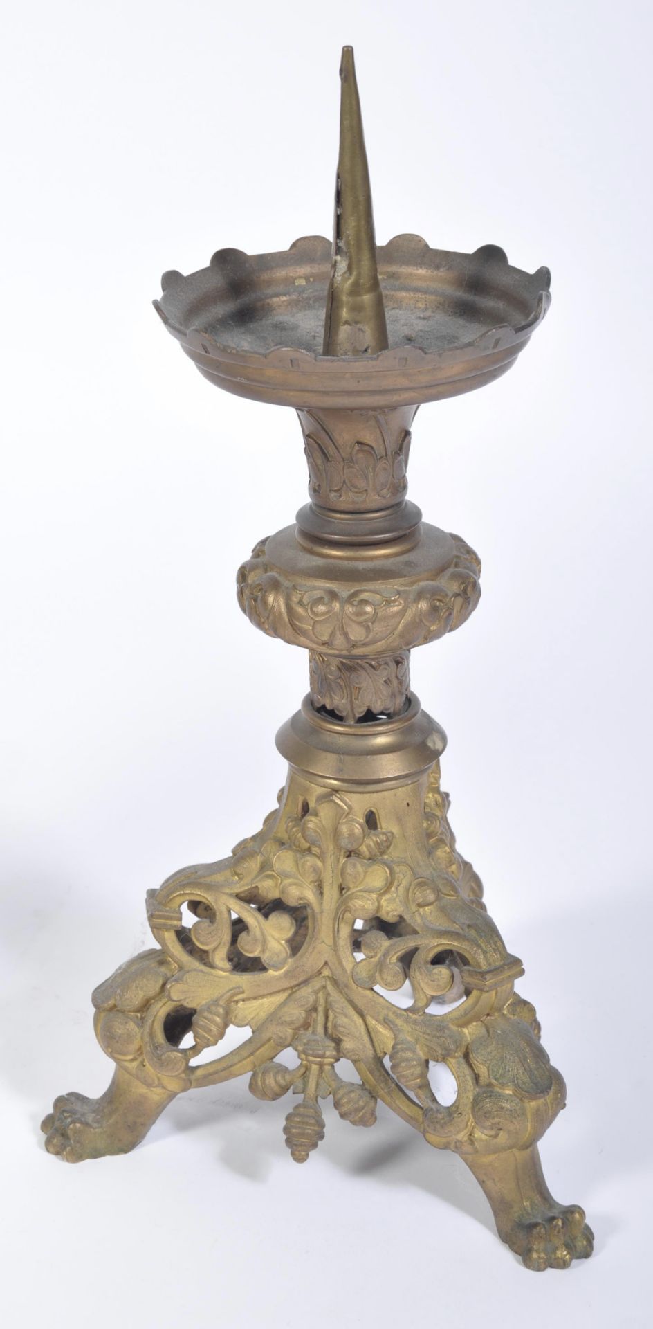 A,pair of large cast brass altar sticks - Image 5 of 5