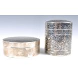 Two Thai silver niello pots