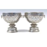 Pair of Thai niello silver goblets