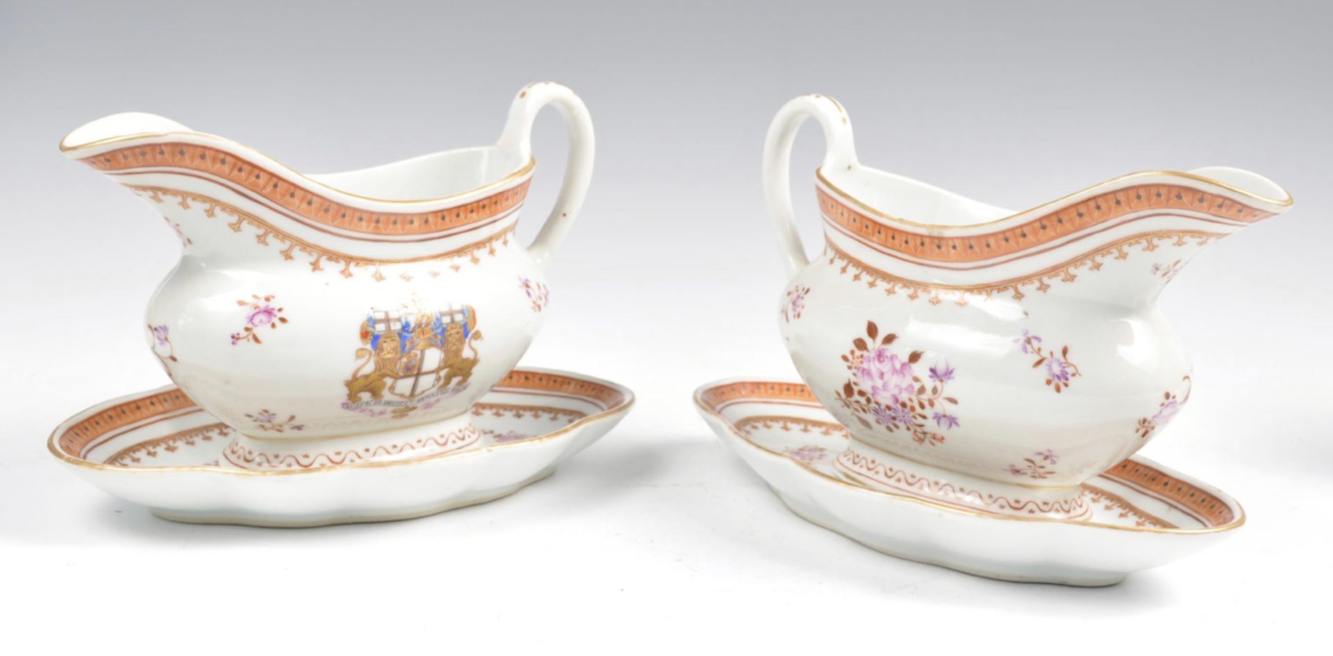 Pair of Samson engraved gravy boats and stands - Image 2 of 5