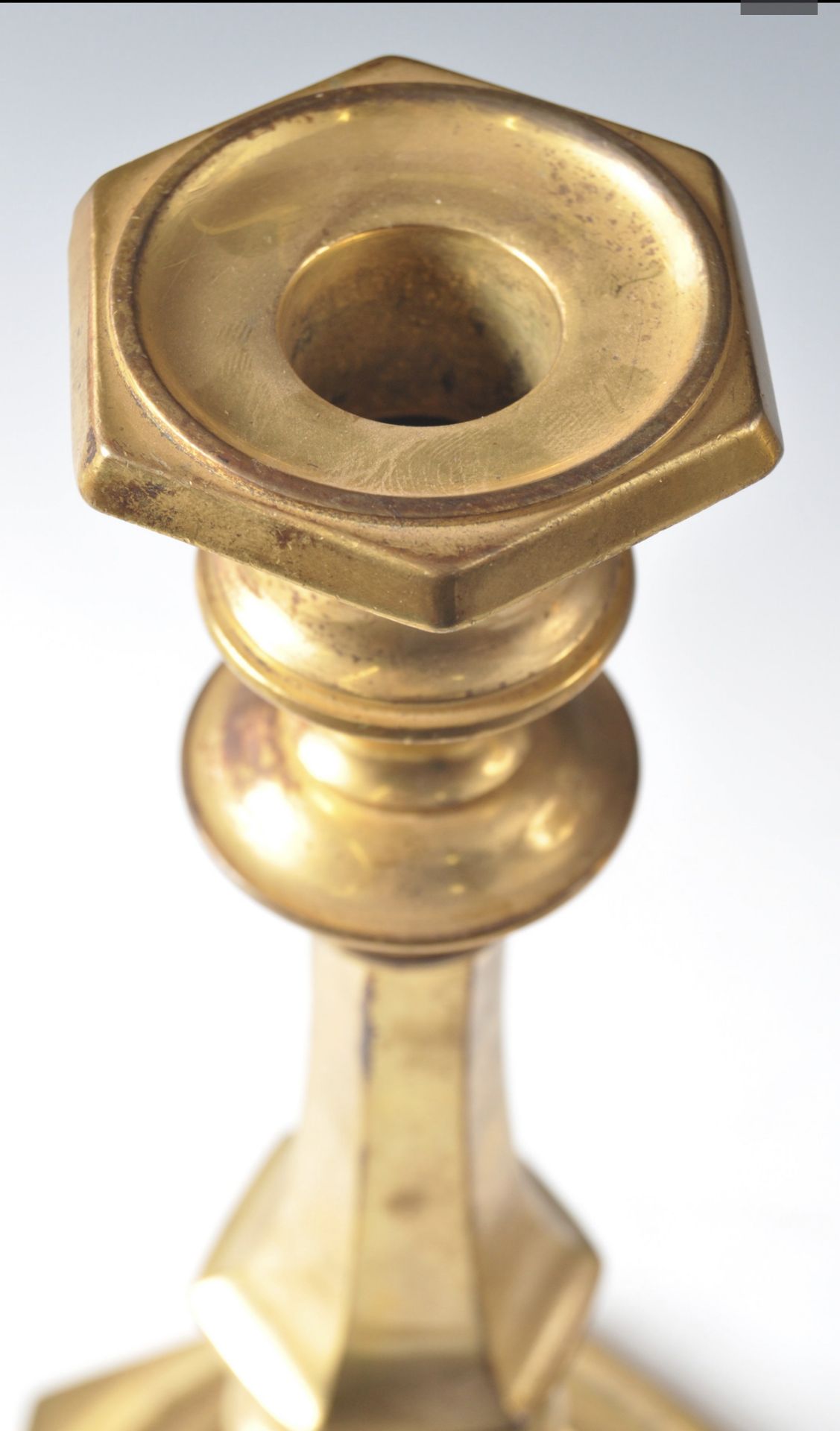 C19th pair of gilded brass candlesticks - Image 5 of 5
