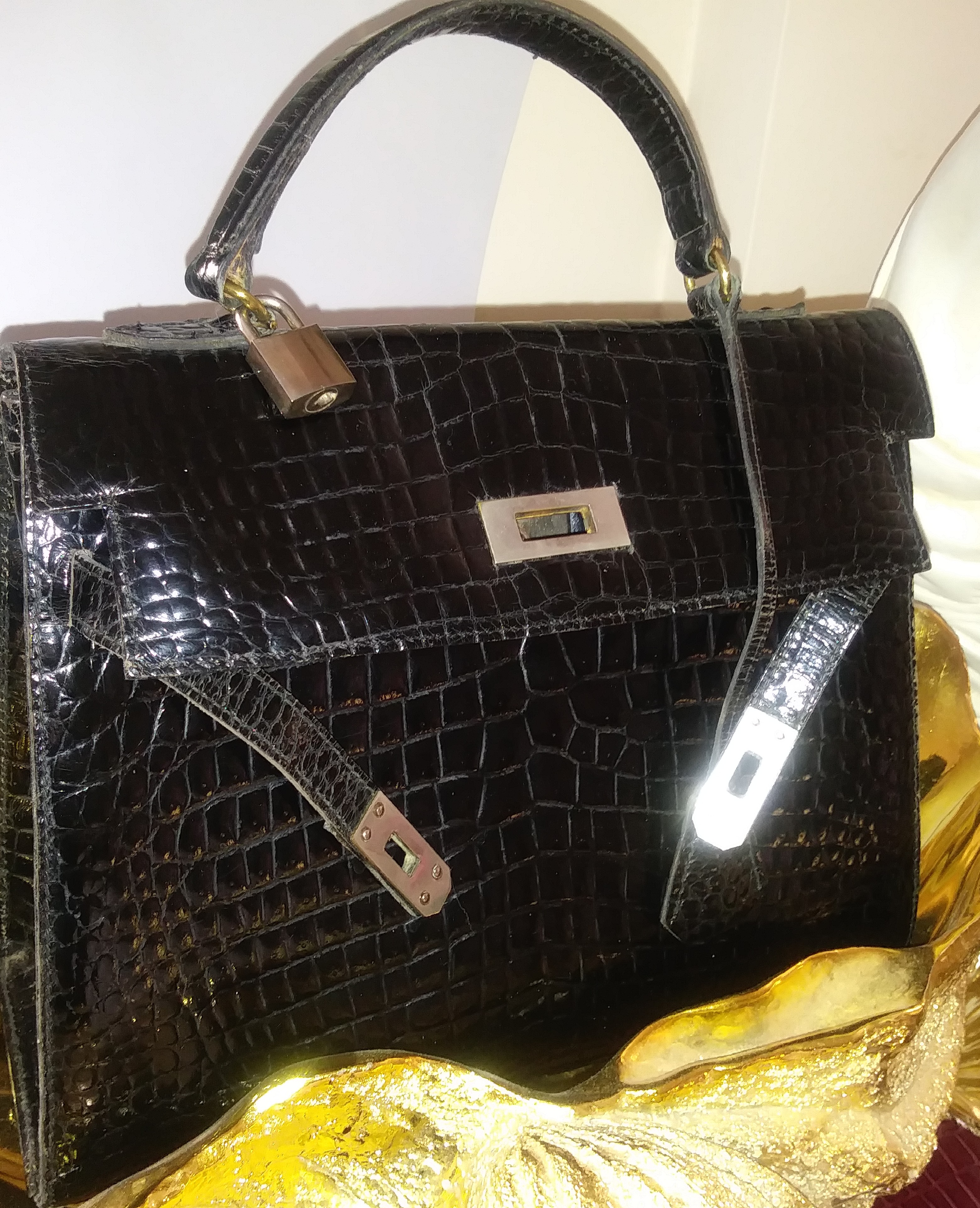 Kelly Style Crocodile Vintage Handbag - Image 5 of 12