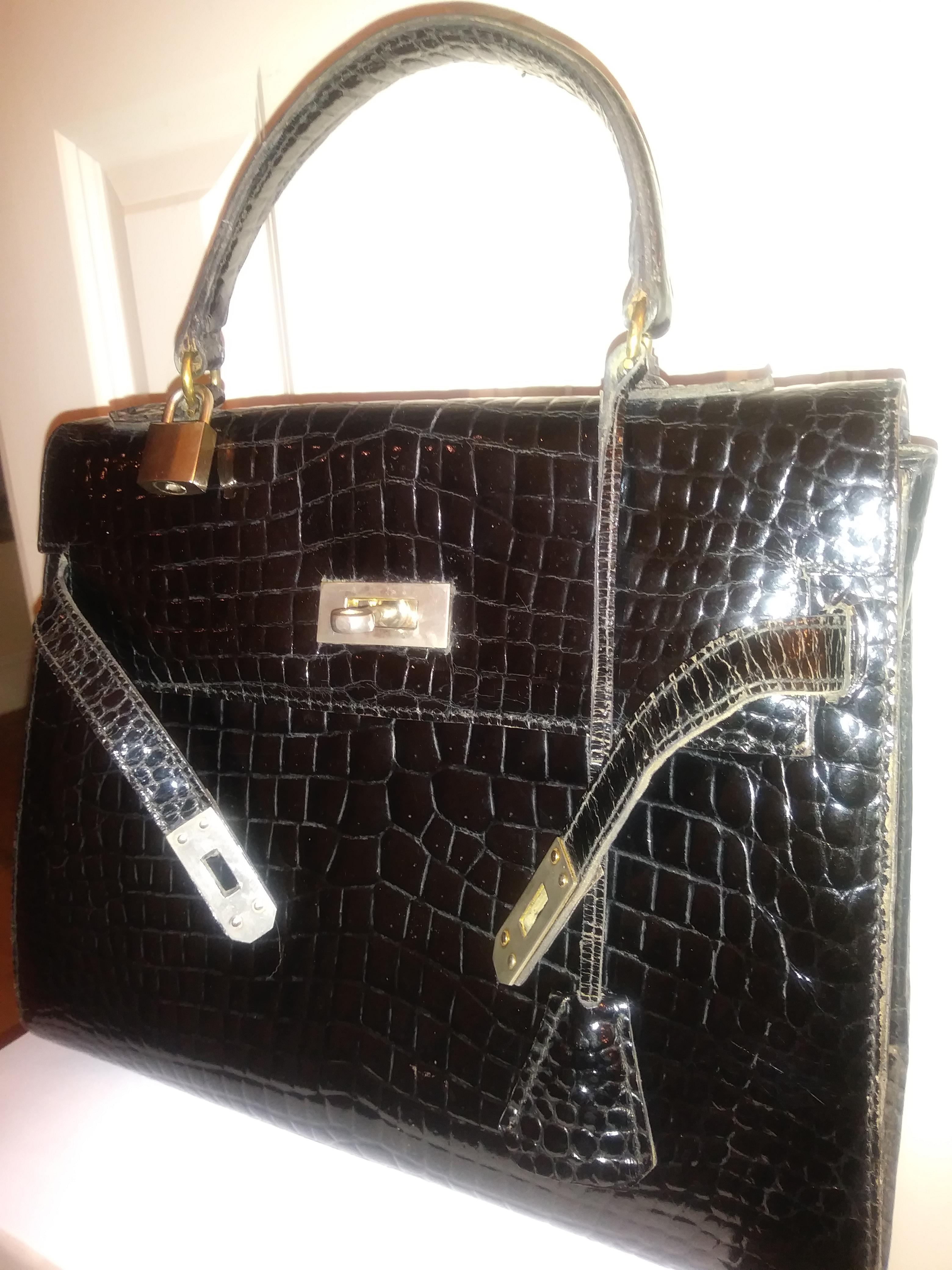 Kelly Style Crocodile Vintage Handbag - Image 6 of 12