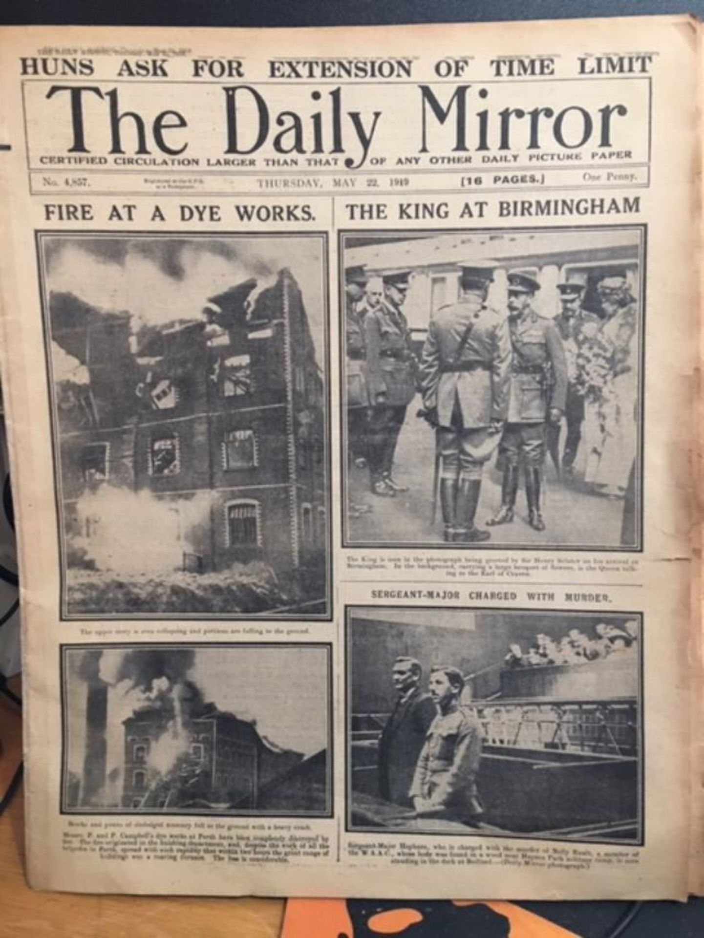 A Complete Edition Of The Daily Mirror. Dated Thursday May 22nd 1919