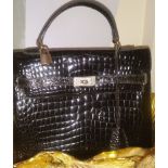 Kelly Style Crocodile Vintage Handbag