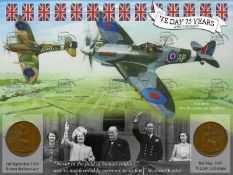 VE Day 75th Anniversary The Supermarine Spitfire Original WW2 Pennies Metal Sign