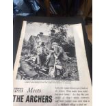 Collectable News Article From 1953. Meet The Archers In Ambridge.