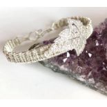 Stunning Zircon leaf 925 Silver weave Bracelet / Cuff