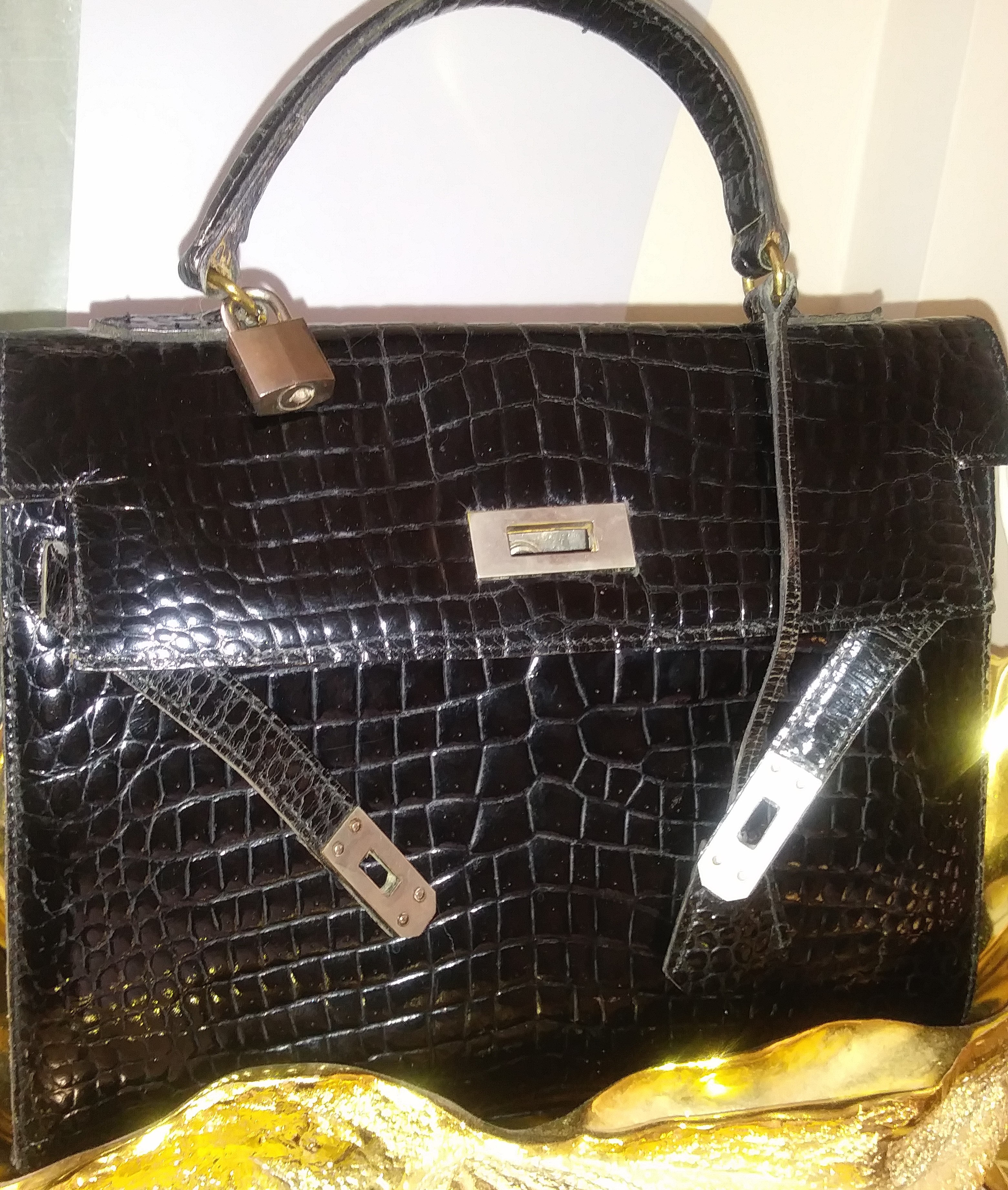 Kelly Style Crocodile Vintage Handbag - Image 4 of 12