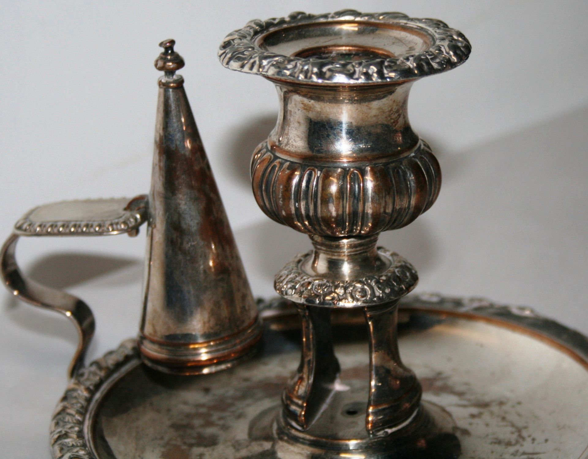 Antique Sheffield Plate Silver Candle Holder - Image 3 of 4