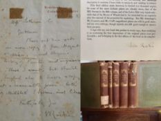 Signed John Ruskin Book & Autograph Letter Requesting Book On Mozart. 1887