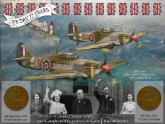 VE Day 75th Anniversary Hurricane's Over Beachy Head WW2 Pennies Metal Sign